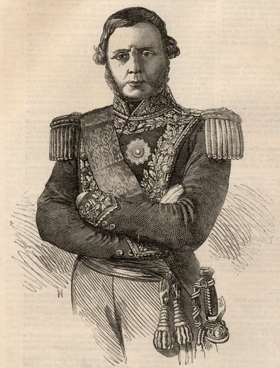 Retrato de Justo José de Urquiza y García 1801-1870 - General y político argentino grabado 1852 de Unknown artist