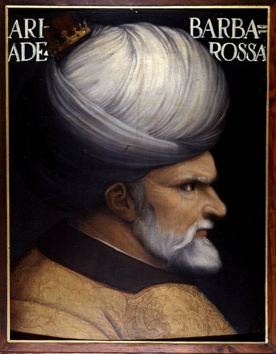 Retrato de Khayr Al-Din Barbarroja (1476 -1546), fundador con su hermano de la Regencia de Argel, fue vasallo del sultán otomano y aliado de Francia contra Carlos V. Pintura del siglo XVI. Museo Uffizi, Florencia de Unknown artist