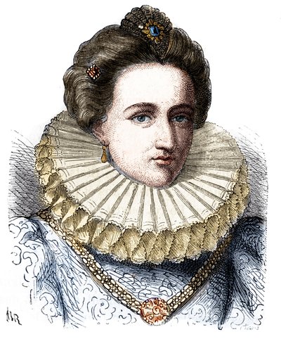 Retrato de Leonora Dori (o Dosi) llamada Galigai, mariscala de Ancre (1568-1617). Lleva un collar de fresa - en 