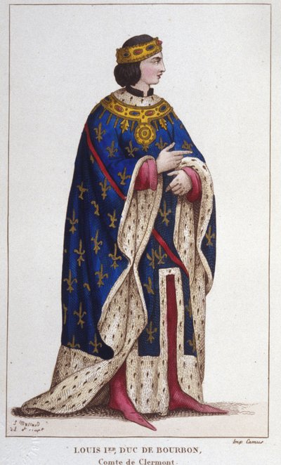 Retrato de Luis I de Borbón el Cojo (1279-1342) Conde de Clermont (1310), Duque de Borbón, Conde de La Marche y de Castres (1327). grabado de 1830 de Unknown artist