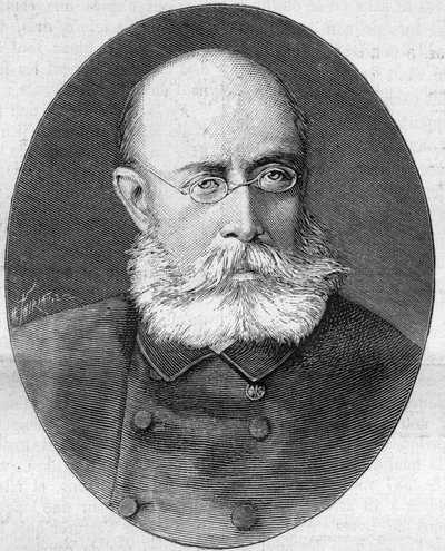 Retrato de Louis Leon Cesar Faidherbe (General Faidherbe) (1818-1889), soldado y político francés. Grabado en "La Nature. Revue des sciences et de ses aplicaciones aux arts et a l