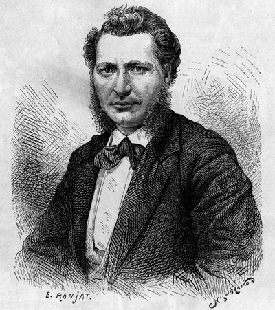 Retrato de Louis Riel (1844-1885), político canadiense y defensor del pueblo mestizo. Grabado en "Le journal de la jeunesse". de Unknown artist