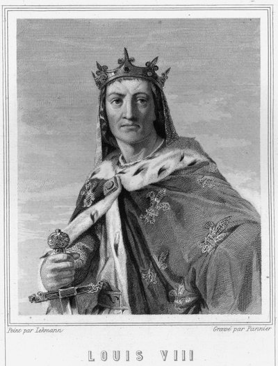 Retrato de Luis VIII (1187 - 1226), Rey de Francia - en “Histoire des Français” de Lavallée, grabado de Unknown artist