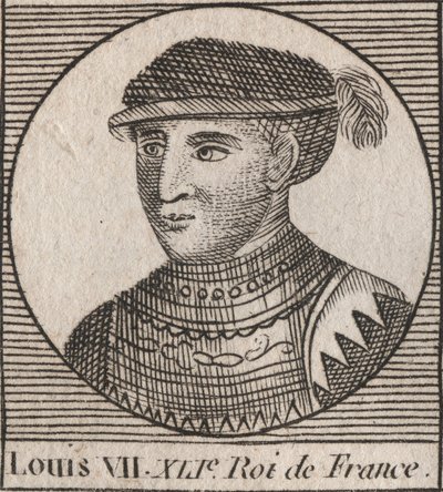 Retrato de Luis VII llamado el Joven (1120-1180), Rey de los Francos de 1137 a 1180 - grabado de “Instruction sur l
