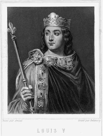 Retrato de Luis V el Holgazán (967 - 987), Rey de Francia - en “Histoire des Français” de Lavallée, grabado, s.d. de Unknown artist