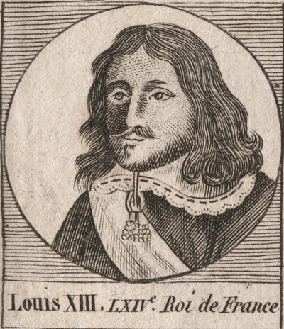 Retrato de Luis XIII el Justo (1601-1643) Rey de Francia - grabado de “Instruction sur l