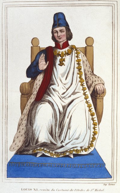 Retrato de Luis XI con el traje de la Orden de San Miguel (1423 - 1483) (grabado de 1830) de Unknown artist