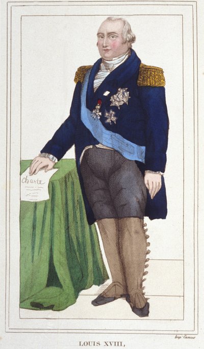 Retrato de Luis XVIII (1755 - 1824), Rey de Francia (grabado de 1830) de Unknown artist