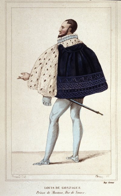 Retrato de Luis de Gonzaga, Duque de Mantua, ahora por su matrimonio en 1565 con Henriette de Cleves, el nuevo Duque de Nevers. Grabado de 1830 de Unknown artist