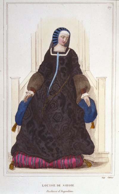 Retrato de Luisa de Saboya, Duquesa de Angulema y madre de Francisco I (1476 - 1531) (grabado de 1830) de Unknown artist