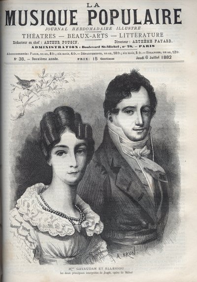 Retrato de Madame Gavaudan y Elleviou. Alexandrine Marie Agathe Gavaudan Ducamel (1781-1850), y Jean Elleviou (1769-1842), cantante, comediante y libretista francés, son los dos principales intérpretes de “Joseph”, ópera de Unknown artist