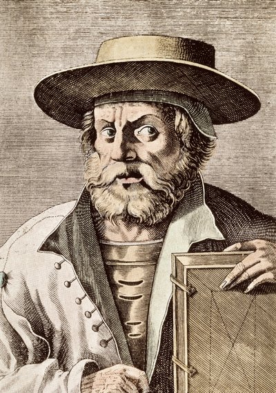 Retrato de Manuel Chrysoloras (circa 1355-1415), científico griego del siglo XIV. Grabado de 1682 de Unknown artist