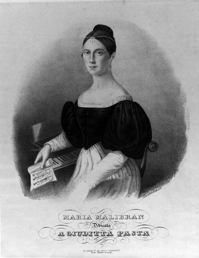 Retrato de Maria Garcia llamada la Malibran (1808-1836) cantante, grabado dedicado a Giuditta Pasta de Unknown artist