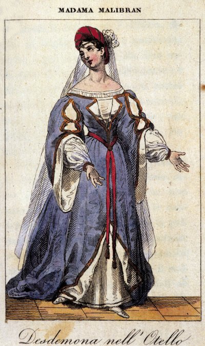 Retrato de Maria Garcia llamada la Malibran (1808-1836) cantante en el papel de Desdémona para "Otello" por Gioachino Rossini. Teatro alla Scala 1833 de Unknown artist