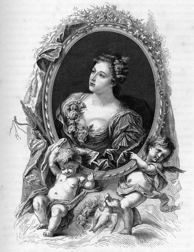Retrato de Marie-Madeleine de La Vieuville, condesa de Parabere (1693-1750) - Grabado de 1862 en “Las reinas del mundo” por nuestros primeros escritores - Publicado bajo la dirección de JGD Armandaud de Unknown artist