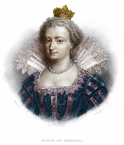Retrato de María de Médici (1573 - 1642), esposa de Enrique IV y madre de Luis XIII. Grabado de 1836 de Unknown artist