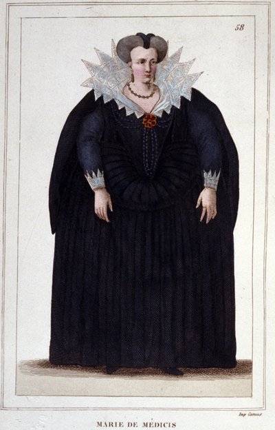 Retrato de María de Médici (1573 - 1642), esposa de Enrique IV y madre de Luis XIII. Grabado de 1830 de Unknown artist