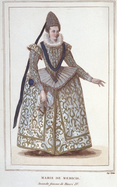 Retrato de María de Médici (1573 - 1642), esposa de Enrique IV y madre de Luis XIII. Grabado de 1830 de Unknown artist