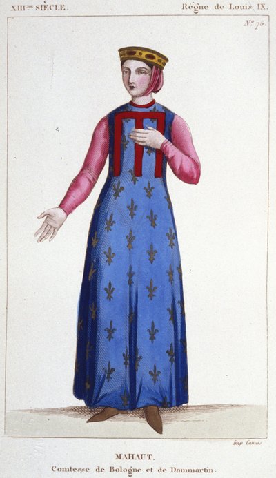 Retrato de Mathilde de Dammartin (ca. 1202-1259) o Mahaut, Condesa de Boulogne y de Dammartin (Mathilde II) y de Aumale - Grabado de Unknown artist