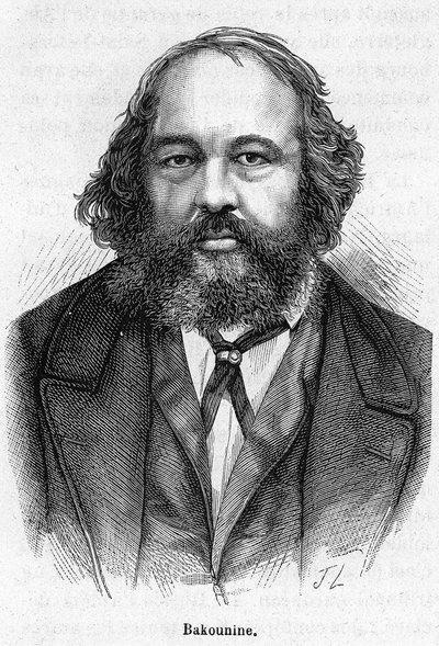 Retrato de Mikhail Aleksandrovich Bakunin (1814 - 1876), revolucionario anarquista ruso. Grabado del siglo XIX de Unknown artist