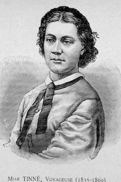 Retrato de Miss Tinné, viajera (1835 - 1869) - grabado siglo XIX de Unknown artist