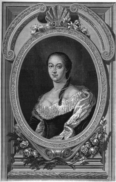 Retrato de Nathalie (Natalaie) Dolgoruki (1714-1771) hija de Boris Petrovich Cheremetiev - Grabado de 1862 en “Las Reinas del Mundo” por nuestros primeros escritores, Libro publicado bajo la dirección de Jean Germain Desire ARMENGAUD de Unknown artist