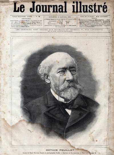 Retrato de Octave Feuillet (1821-1890), novelista, dramaturgo y académico francés - Grabado en 