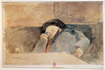 Retrato de Paul Verlaine durmiendo en el café Procope en París de Unknown artist