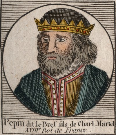Retrato de Pepin III llamado Pepin el Breve (714-768) rey de Francia - Pepin III (714-768) (Pepin el Breve) Rey de los Francos - grabado de “Instruction sur l