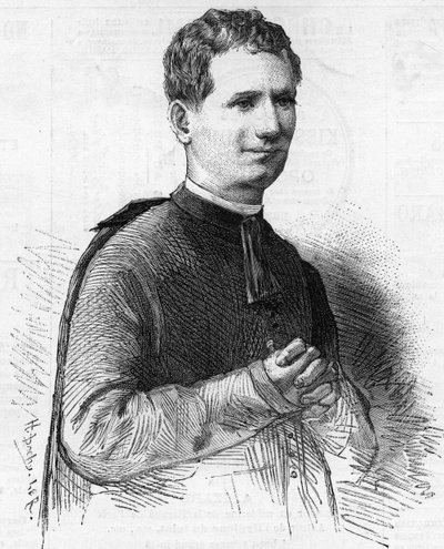 Retrato de Pere Dom Bosco, ilustre eclesiástico italiano conocido en toda Europa del siglo XIX por sus actos santos. Falleció en 1888. de Unknown artist