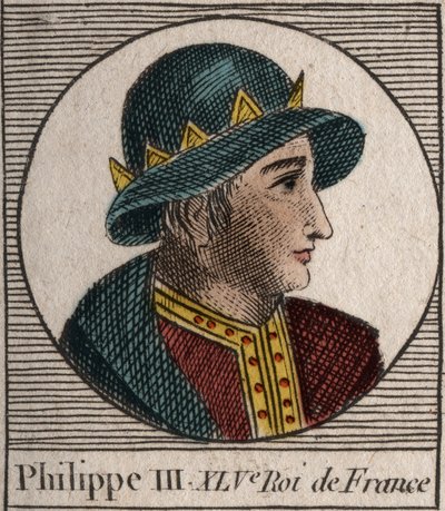 Retrato de Felipe III de Francia, llamado Felipe el Audaz (1245-1285) (dinastía de los Capetos) - grabado de “Instruction sur l