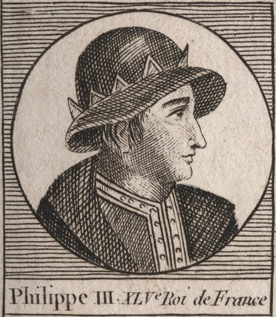 Retrato de Felipe III de Francia, llamado Felipe el Audaz (1245-1285) - grabado de “Instruction sur l