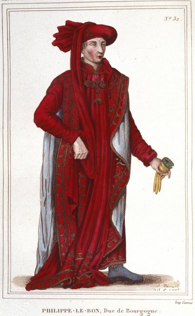 Retrato de Felipe III el Bueno (1396-1467), Duque de Borgoña (grabado de 1830) de Unknown artist