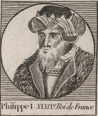Retrato de Felipe I (1060 - 1108), Rey de Francia - grabado de “Instruction sur l