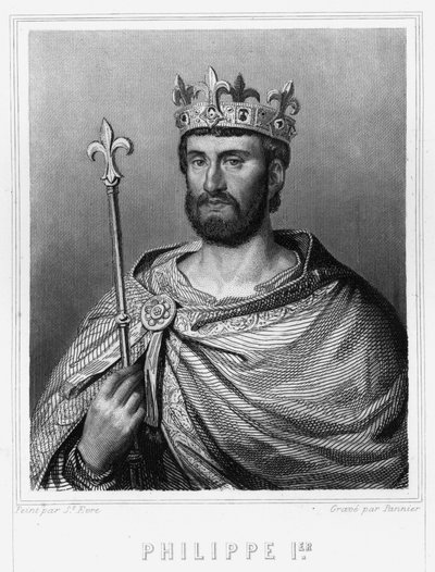 Retrato de Felipe I (1060 - 1108), Rey de Francia - en "Histoire des Français" de Lavallée, grabado, sd. de Unknown artist
