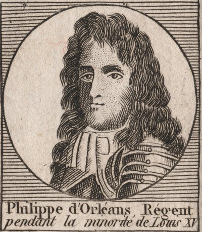 Retrato de Felipe de Orleans (1674-1723), regente del Reino de Francia durante la minoría de Luis XV - grabado de “Instruction sur l