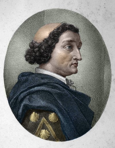 Retrato de Philippe de Commines (Comynes o Comines) (1447-1511), cronista francés. Grabado del siglo XIX de Unknown artist