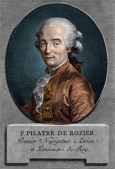 Retrato de Pilâtre de Rozier (1756 - 1785), físico y aeronauta francés (primer viaje en globo aerostático) de Unknown artist