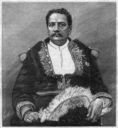 Retrato de Pomare V (1839 - 1891), el último monarca de Tahití (grabado) de Unknown artist
