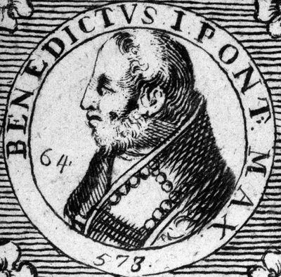 Retrato del Papa Benedicto I. Grabado del siglo XIX de Unknown artist