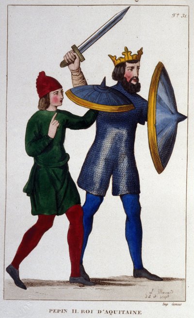 Retrato de Pepino II (823 - 864), Rey de Aquitania. Grabado de 1830. de Unknown artist