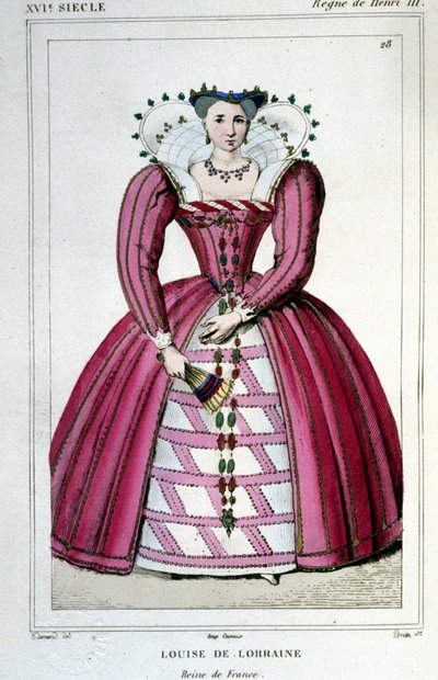 Retrato de la Reina Luisa de Lorena (1553 - 1601), esposa de Enrique III. Grabado de 1830. de Unknown artist