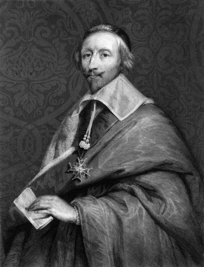 Retrato de Richelieu (1585 - 1642) - en “Histoire des Français” de Lavallée, grabado, sd. de Unknown artist