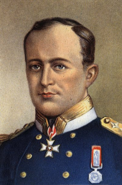 Retrato de Robert Falcon Scott, capitán de la Armada y explorador antártico británico - Siglo XX (cromo) de Unknown Artist