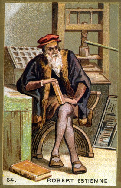 Retrato de Robert I Estienne (1498 - 1559) humanista, editor e impresor. Cromolitografía del siglo XIX de Unknown artist