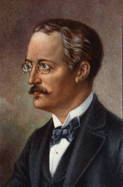 Retrato de Rudolf Diesel, ingeniero alemán, siglo XX (cromo) de Unknown Artist