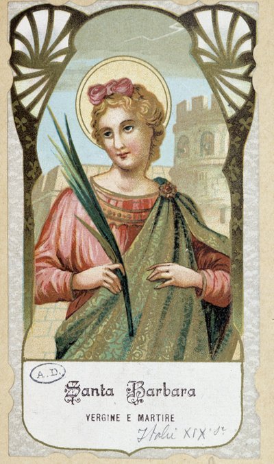 Retrato de “Santa Bárbara virgen y mártir”, imagen piadosa italiana de Unknown artist