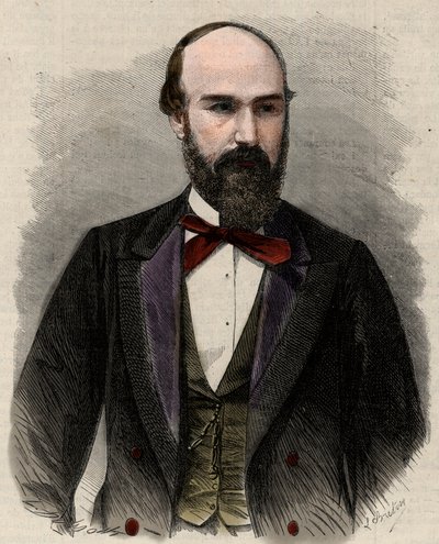 Retrato de Santos Gutiérrez (1820-1872), político y expresidente de los Estados Unidos de Colombia. Grabado en "El Universo Ilustre". de Unknown artist