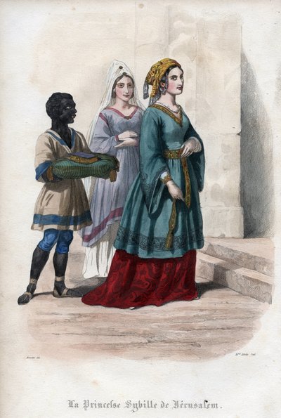 Retrato de Sibila de Jerusalén (Sibylla de Jerusalén) (c. 1160-1190), Princesa y luego Reina de Jerusalén. Grabado de 1842 en “Histoire des papes” de Maurice Lachatre. Colección privada. de Unknown artist