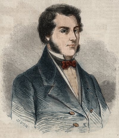 Retrato de Sir James Brooke, conocido como el Rajá de Sarawak (1803-1868) aventurero británico primer rajá blanco de Sarawak. Grabado en “Le Monde illustrious” de 1857. Colección privada. de Unknown artist